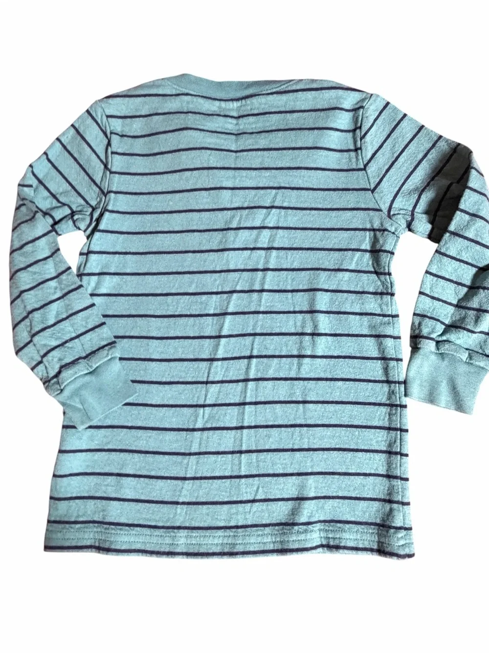Boys THICK Double Lined Striped Mint Henley Long-Sleeve Top for Kids Size 4